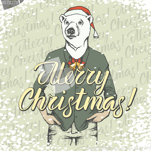 Image of Christmas white bear vector illustration