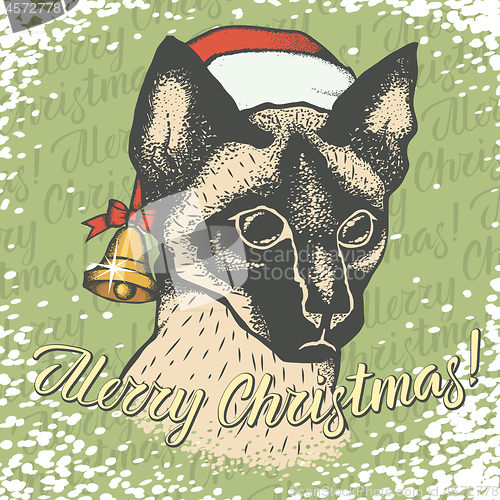 Image of Christmas cat vector illustration