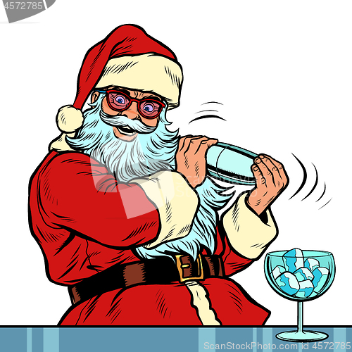 Image of Santa Claus makes cocktail merry Christmas and happy new year