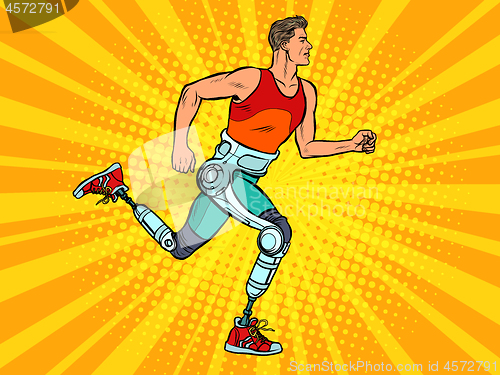 Image of disabled man running with legs prostheses