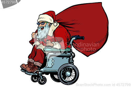 Image of Santa Claus is an active wheelchair user disabled. Christmas and New year