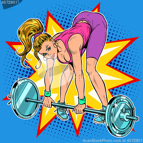 Image of Female athlete weightlifting lifting barbell