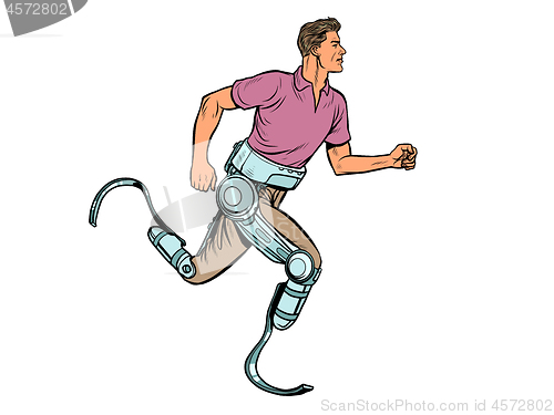 Image of disabled man running with legs prostheses