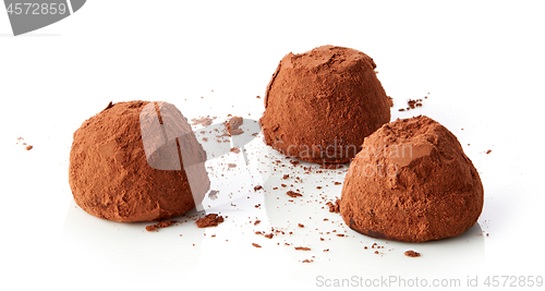 Image of chocolate truffles covered with cocoa