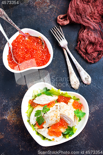 Image of pancakes with salmon caviar