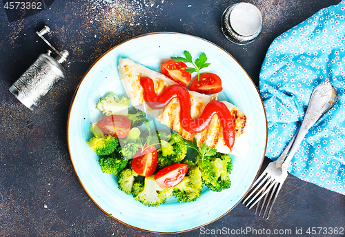 Image of fried chicken with broccoli