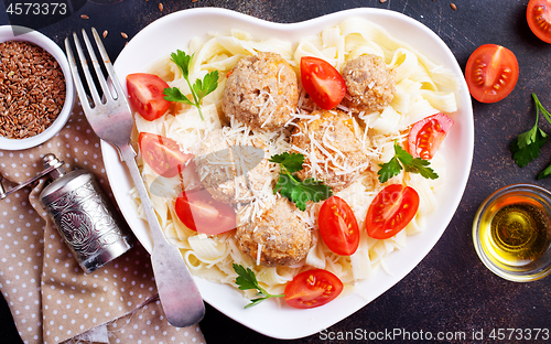 Image of pasta with meatballs