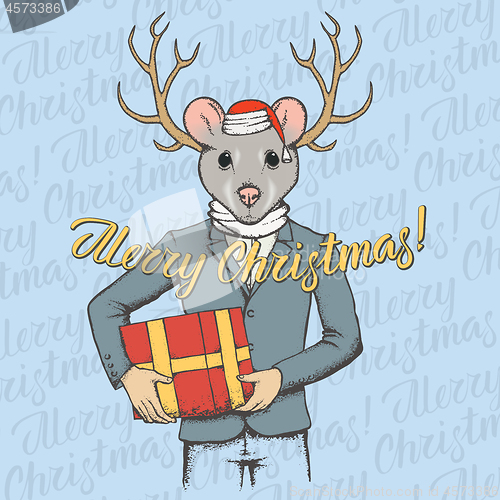 Image of Christmas rat vector illustration