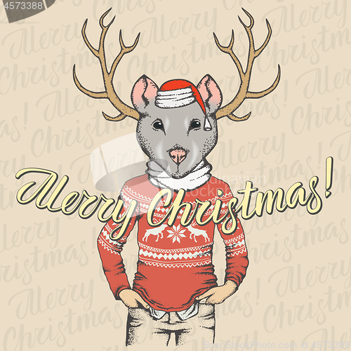 Image of Christmas rat vector illustration