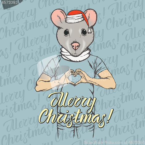 Image of Christmas rat vector illustration