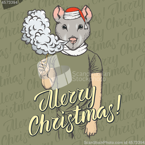 Image of Christmas rat vector illustration