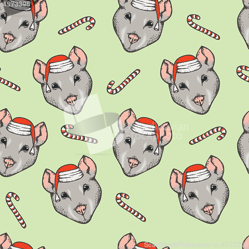 Image of Seamless pattern with rat head