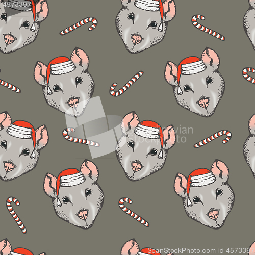 Image of Seamless pattern with rat head