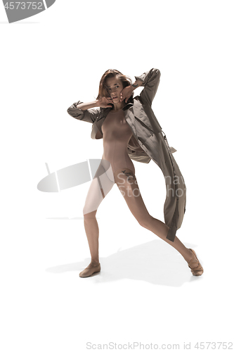 Image of Beautiful slim young female modern jazz contemporary style ballet dancer