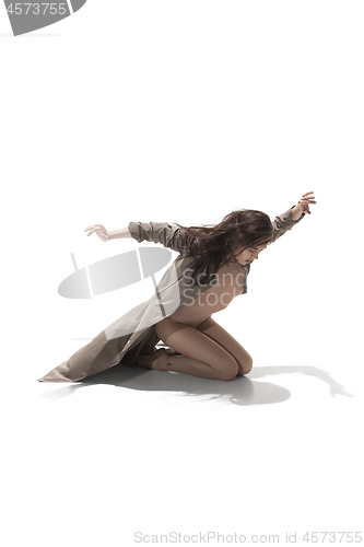 Image of Beautiful slim young female modern jazz contemporary style ballet dancer