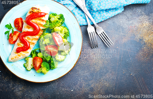 Image of fried chicken with broccoli