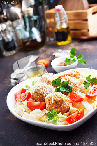 Image of pasta with meatballs