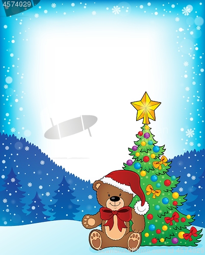 Image of Christmas teddy bear topic frame 1