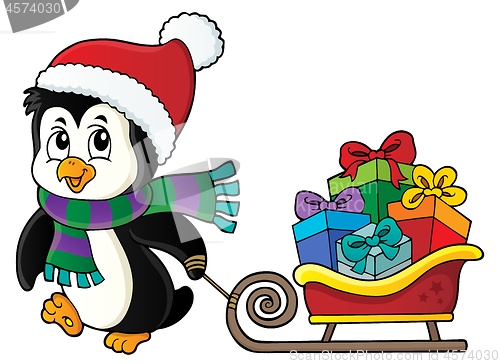 Image of Christmas penguin with sledge image 3