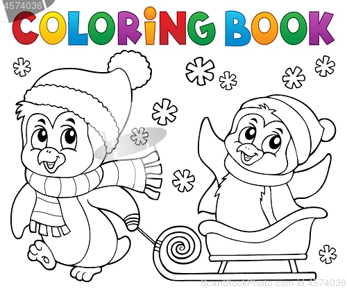 Image of Coloring book Christmas penguin topic 8