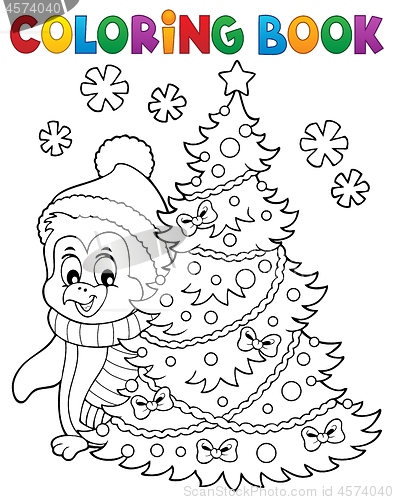 Image of Coloring book Christmas penguin topic 6