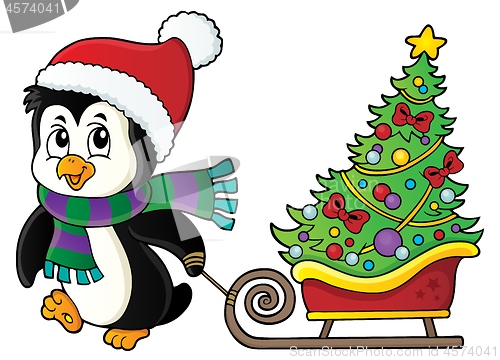 Image of Christmas penguin with sledge image 1