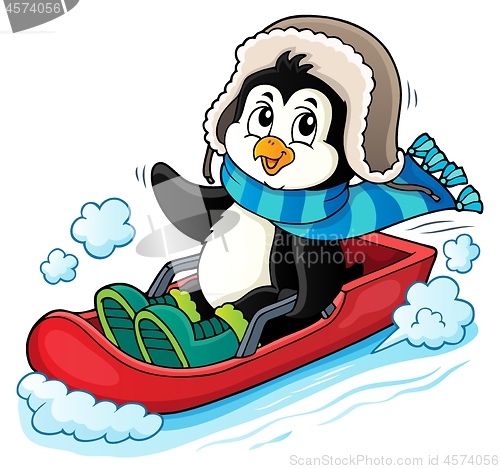 Image of Penguin on bobsleigh theme image 1