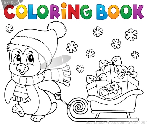 Image of Coloring book Christmas penguin topic 9