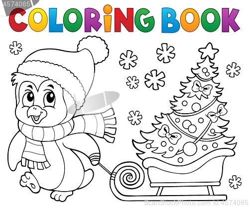 Image of Coloring book Christmas penguin topic 7