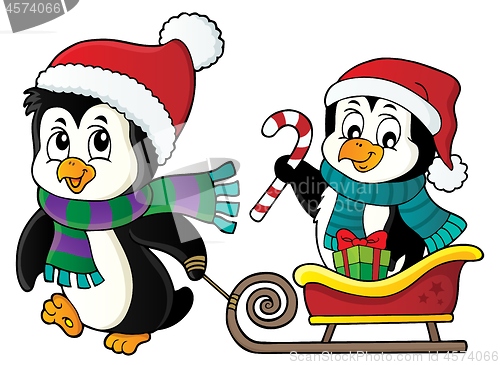 Image of Christmas penguin with sledge image 2