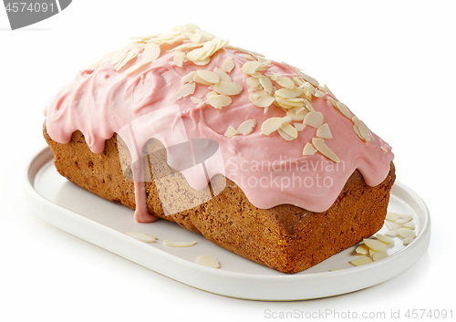 Image of sweet bread decorated with melted raspberry white chocolate