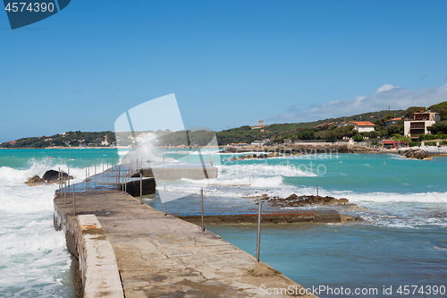 Image of Beautiful azure sea and the rocky beach