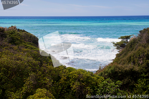 Image of Beautiful azure sea and the rocky beach