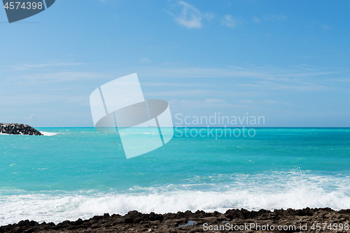 Image of Beautiful azure sea and the rocky beach