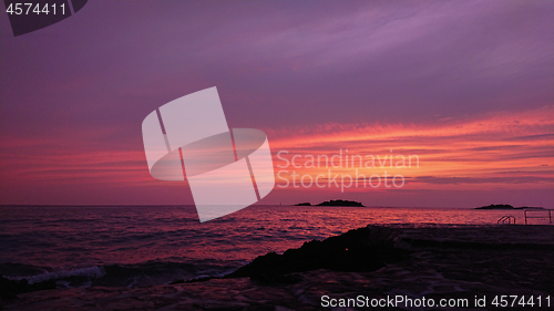 Image of View of beautiful sunset above the Adriatic sea