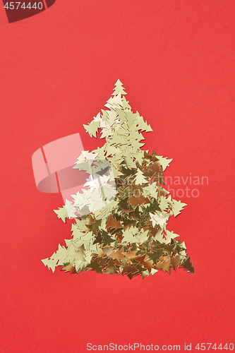 Image of Christmas tree handmade from sparkly small spruces.