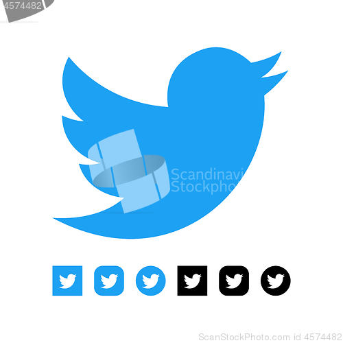 Image of Kiev, Ukraine - November 28, 2019 Twitter logo vector illustration on white. Twitter is a social network for short messaging