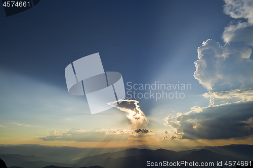 Image of Sunset over clouds from the top