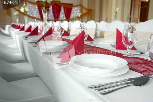 Image of Plates and dishes on dining table