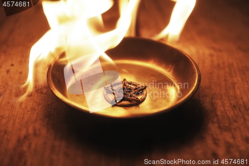 Image of Old pentagram burning in flames