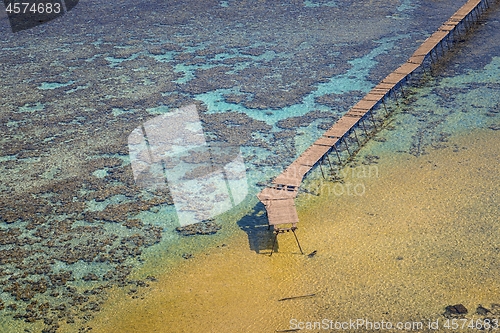 Image of Aerial shot of wooden piers