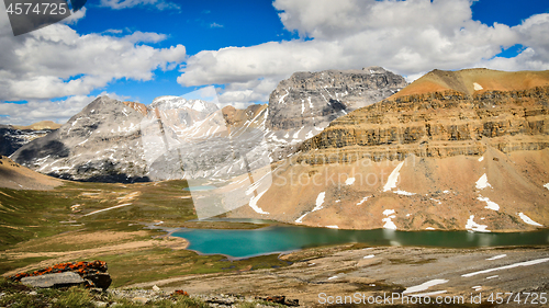 Image of Mountain and Lake View from Dolomite Pass, Banff