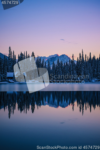 Image of Emerald Lake Lodge relfection, Yoho National Park, Canada