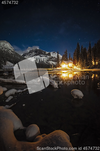 Image of Emerald Lake Lodge at night