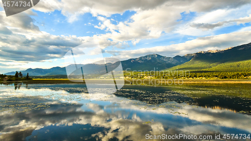 Image of Rocky Mountains Reflection in Wetlands Landscape