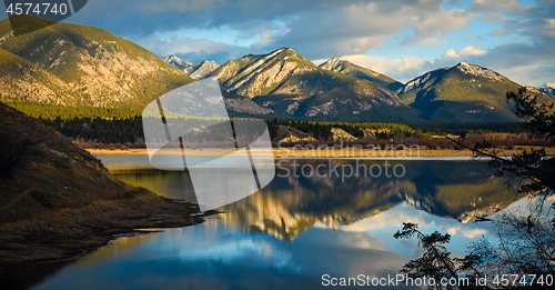Image of Rocky Mountains Reflection in Wetlands Landscape

