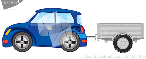 Image of Vector illustration of the passenger car with trailor