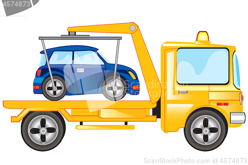 Image of Sar tow truck on white background is insulated