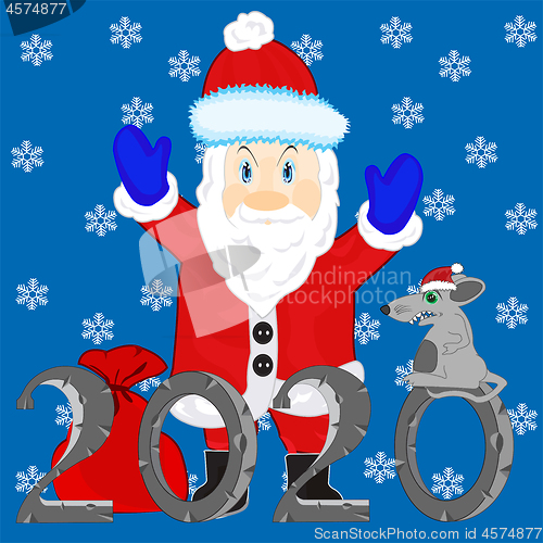 Image of Vector illustration festive cristmas background approaching 2020 rats