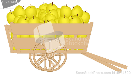 Image of Wooden apple cart on white background is insulated